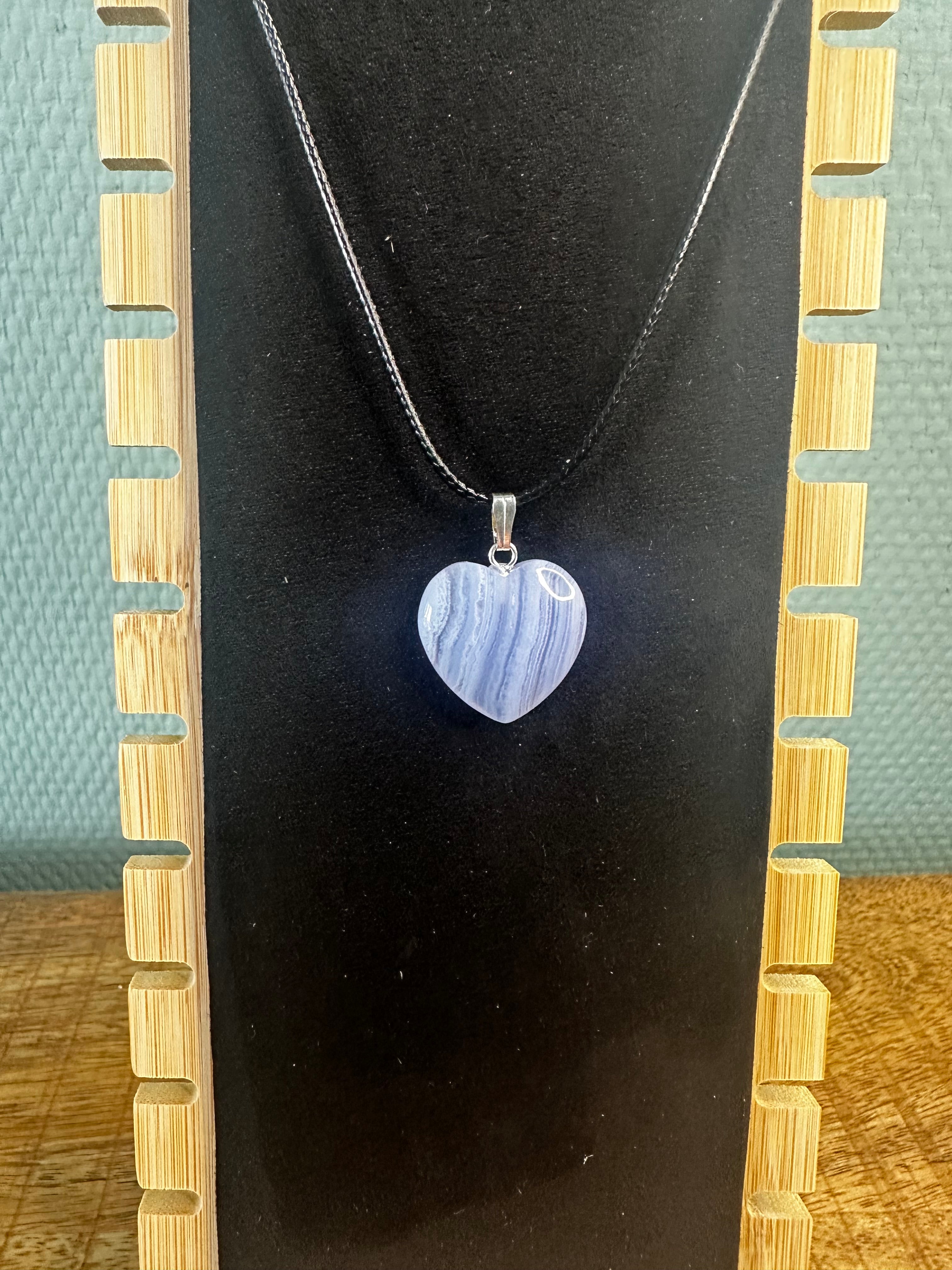 Ketting bleu lace agaat hartje