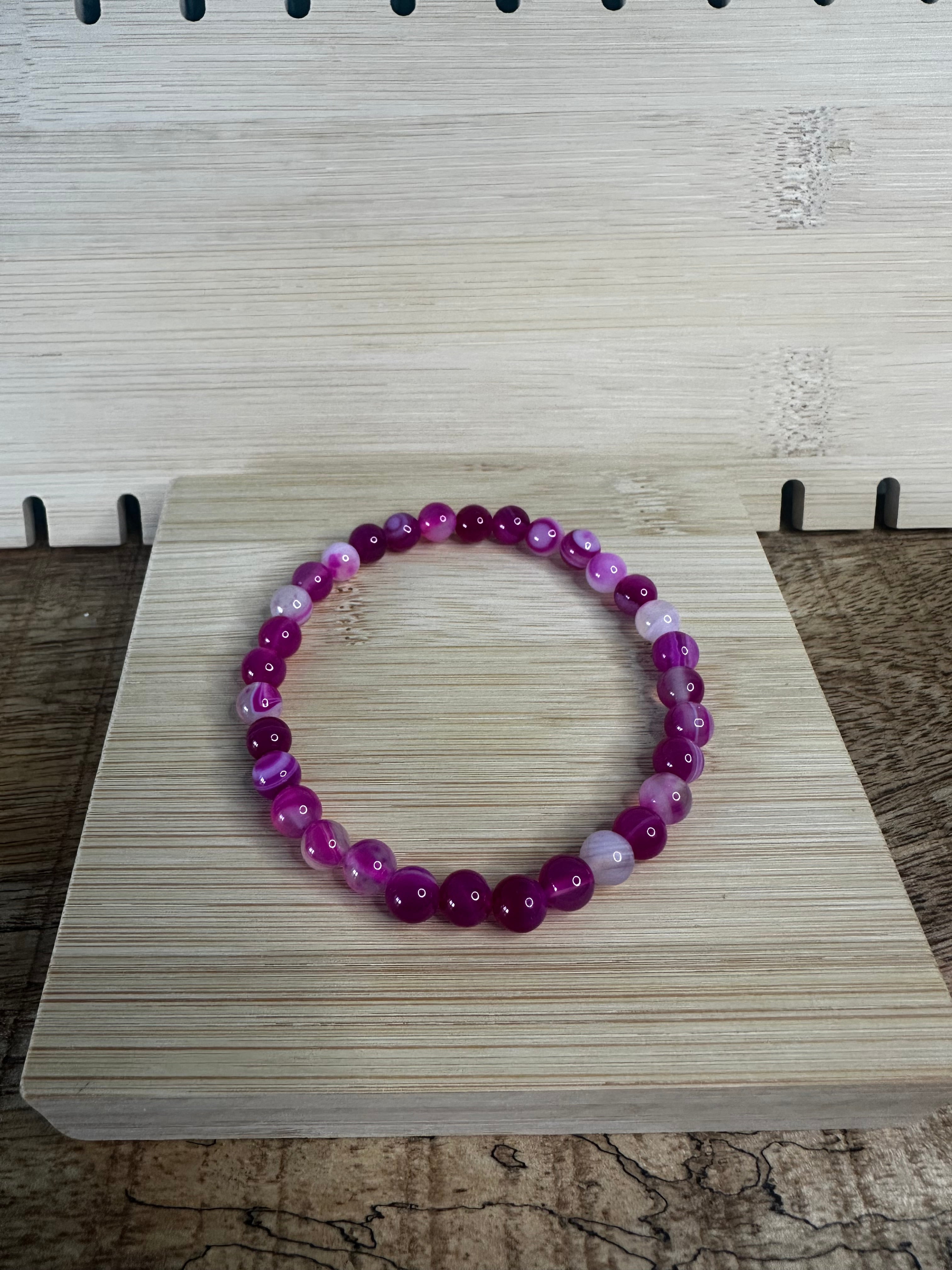 Roze agaat armband